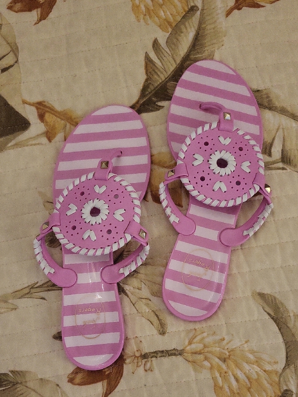 Jack Rogers Pink and White Striped Jelly Sandals